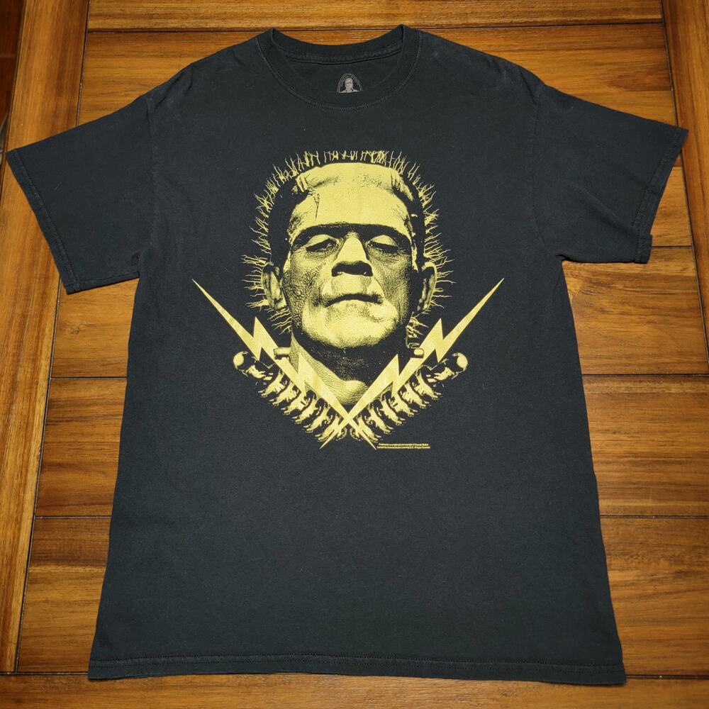 Glow In The Dark Frankenstein Black Unisex Tee (Rock Rebel) - Size Medium